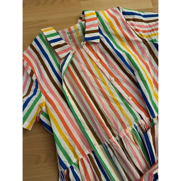 Target Pride Adult Striped Rainbow Short Sleeve Maxi Shirtdress - Picture 3 of 5